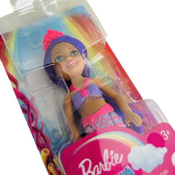 Barbie Dreamtopia Mini Mermaid Colorful Doll Chelsea Girl with Pink Crown 4" - Picture 4 of 7